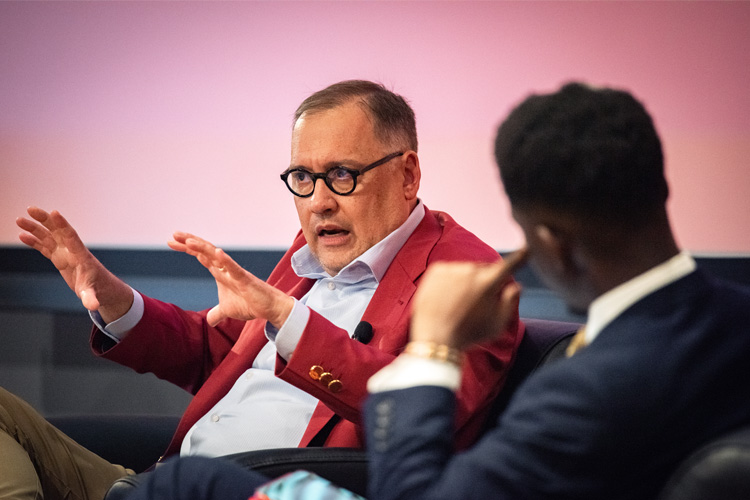 Chancellor Andrew Martin speaks at Fireside Chat event